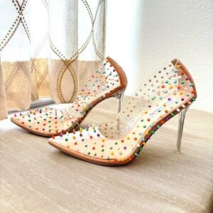 STEVE MADDEN Skittles Multi-Color Spike Studded Heels